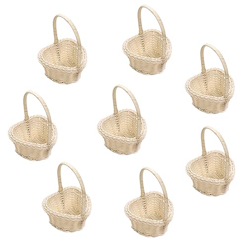 Gativs Kleiner Rattan Korb Obstkorb 8 Stück Kleiner Weidenkorb mit Henkel Geflochtener Blumenkorb Hochzeitskorb Mini Blumenkorb Hochzeit Süßigkeiten Rattan Korb Dekokorb für Hochzeitszeremonie von Gativs