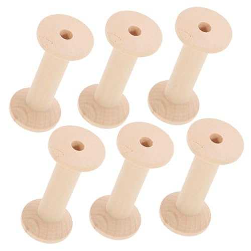 Gatuida 1 Satz 1 Satz Nähspulen Unfertige Holzspule Holz Näh Stickgarnspule Große Holzspule Holzspule Unfertige Leere Garnspule Bandspulenhalter Beige 6 Stück von Gatuida