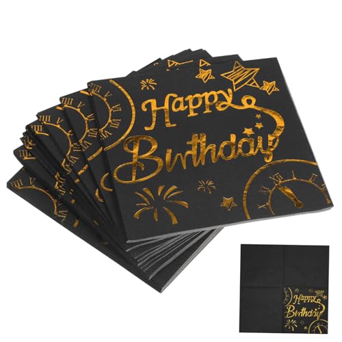 Gatuida 1 Satz Geburtstagsserviette Servietten Für Die Party Servietten Für Geburtstagsfeiern Geburtstags-cocktailservietten Alles Zum Geburtstag Servietten Black Papier 50 Stück von Gatuida