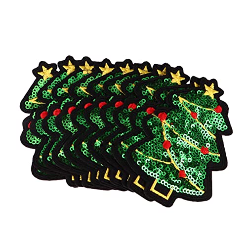 Gatuida 10 Stück Weihnachts Patches Zum Aufbügeln - Glitzer Pailletten - Bestickte Weihnachtsbaum Applikationen Für DIY Basteln Kleidung Jeans Pullover Weihnachtsdeko von Gatuida