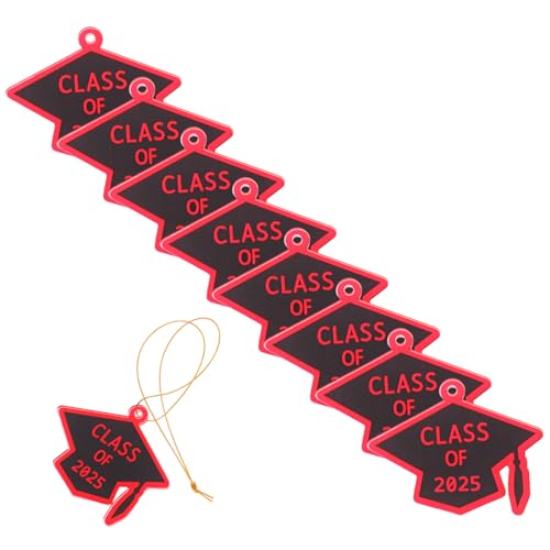 Gatuida 12 Stück Graduierung Ornament 2025 Abschluss-schlüsselanhänger Der Klasse 2025 Abschlussfeier 2025 Mit Quasten 2025 Charms Für Kleine Ornamente 2025 Perlen Rot Acryl von Gatuida