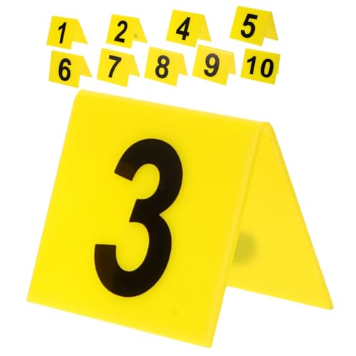 Gatuida 1set Nummernschild Doppelseitiger Nummernmarker Tischnummern Hochzeit Reservierte Tischschilder Beweisnummernmarkierungen Platzkartenhalter Für Den Tisch Produkt Yellow Acryl 10pcs von Gatuida