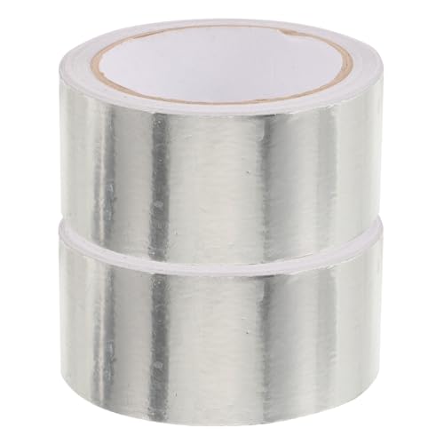 Gatuida 2 Rollen Isolierte Aluminiumfolie klebeband aircot Hochtemperatur-Aluminiumfolienband Hochtemperaturband Aluminiumfolienband für Rohrleitungen Isolierband aus Aluminiumfolie Silver von Gatuida