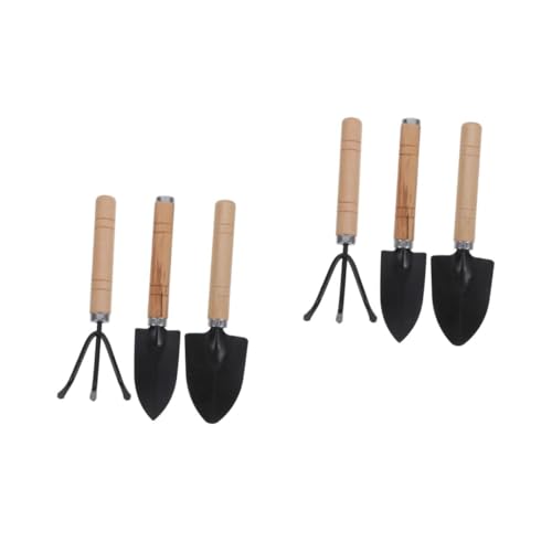 Gatuida 2 Sätze Gartenwerkzeug-Set Gartenbedarf Gartenschaufel Samen Stand Jäter Gartenwerkzeug Set Gartengeräte Set Gartenharke Mini-Schaufel Gartengeräte für den Innenbereich Holz Black von Gatuida