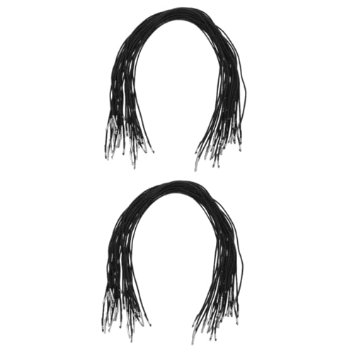 Gatuida 2 Sätze Hut Elastische Kordel Elastische Kordel Für Die Schmuckherstellung Elastische Schnur Elastisches Stachelseil Winddichte Hutbandclips Rostfreier Stahl Black 30 Stück * 2 von Gatuida