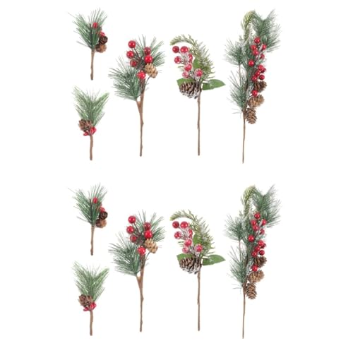 Gatuida 2 Sätze weihnachtsdeko winterdeko Kiefernzapfen weihnachtsgeldgeschenke Faux-Kiefer-Picks künstliche Beere girlanden links gefälschte Beere Weihnachtsbeerenzweig Weich-PVC von Gatuida