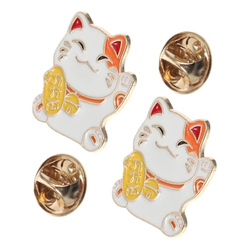 Gatuida 2 Stück Glückskatzenbrosche katzen schmuck Katze Emaille Brosche Kätzchen-Anstecknadel kawaii Brosche Glücksschmuck Tiernadel Brosche Cartoon-Pins-Dekoration Legierung von Gatuida