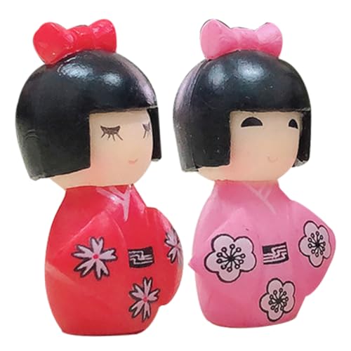 Gatuida 2 Stück Mini Kimono Puppe japanische Ornamente im japanischen Stil japanische Dekoration für zu Hause Mini-Puppen Kleidung für traditionelle japanische Puppen PVC von Gatuida