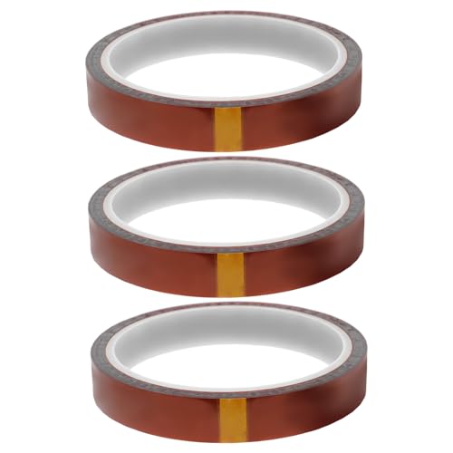 Gatuida 3 Rollen Wärmeübertragungsband Bandspender Gaffers Tape Wärmeband insulation tape isolierklebeband abklebeband Heizband für Sublimation Klebeband zum Löten Polyimidfolie Coffee von Gatuida