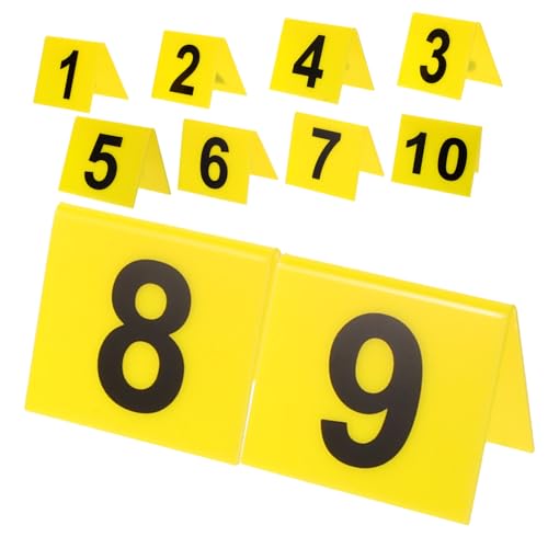 Gatuida 3sets Nummernschild Acrylschild Hochzeitsdeko Genurtstagsdekoration Restaurantzubehör Etiketten Tischnummer Steht Zehn Tischnummer Im Café Multifunktions-tischschild Yellow 10pcs*3 von Gatuida