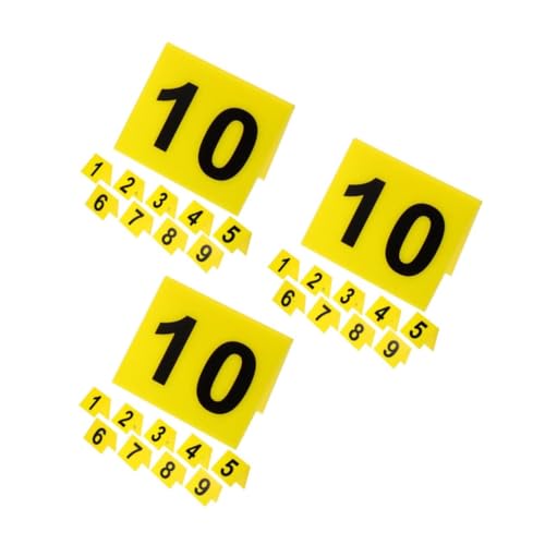 Gatuida 3sets Nummernschild Zehn Spielnummer-marker Ausstellungsständer Für Händler Etiketten Beweisnummernmarkierungen Beleuchtete Hausnummern Nummernzeichen Zahlen Acryl Yellow 10pcs*3 von Gatuida