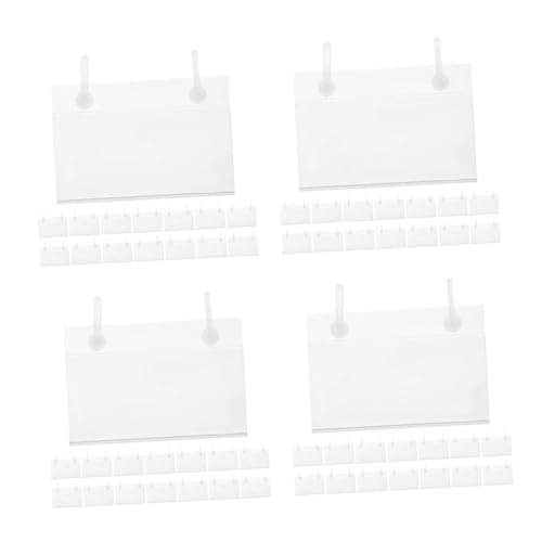 Gatuida 4 Sätze Etikettenhalter Ticket-aufhänger-clips Clips Für Korbetiketten Lagerplatzetiketten Marktpreisschilder Aufstecketiketten Für Pvc Transparent 20 Stück * 4 von Gatuida