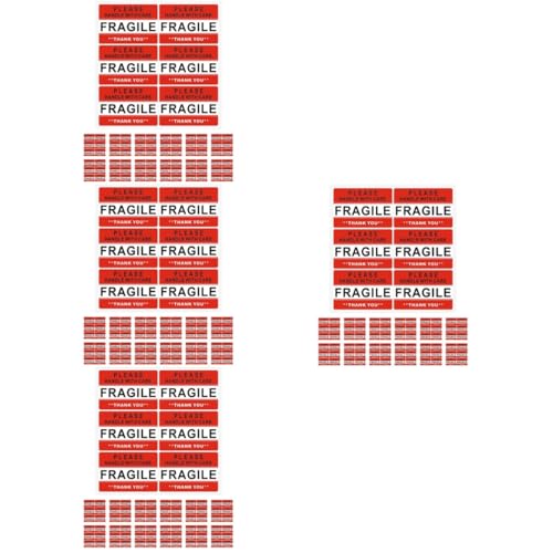 Gatuida 4 Sätze Fragile Logo-aufkleber Verpackungskästen Speicheretiketten Aufkleber Beschriftungen Zerbrechliches Band Aufkleberpapier Kräuseln Auflösbar Leer Rot 20 Blatt * 4 von Gatuida