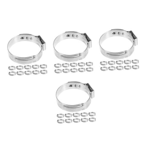 Gatuida 4 Sätze Klemme Einohr Schlauchschellen Pex Rohrschellen Rohrverbindung Schellen Klemmzangen Pex-cinch-ring Aus Edelstahl Befestigungsschelle Rostfreier Stahl Silver 60 Stück * 4 von Gatuida