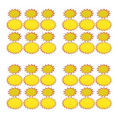 Gatuida 4 Sätze Tag Löschen Ladenverkaufsschild Sternförmige Hinweisschilder Flohmarktpreisaufkleber Leere Hofzeichen Etiketten in Sternform Plakatdekorationen Yellow Papier 300 Stück * 4 von Gatuida