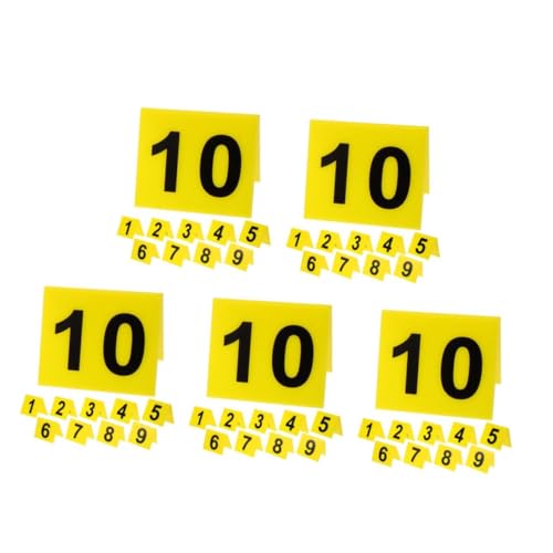 Gatuida 5sets Nummernschild Restaurantmarkierung Plattenmarker Tatortnummern Tischzeltnummern Zahlen Acrylschild Hochzeitsdeko Getränkeanhänger Aus Acryl Tischnummer Zelte Yellow 10pcs*5 von Gatuida