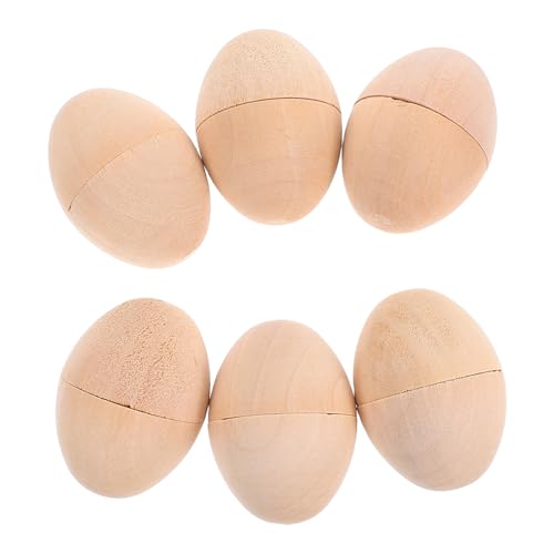 Gatuida 6 Stück Bemalte Eier Ostereier Selber Machen Holzeier Selber Machen Gefälschte Eier Aus Holz Unfertige Holzeier Unfertige Eier Bastelei Aus Holz Für Ostern Beige Hölzern von Gatuida