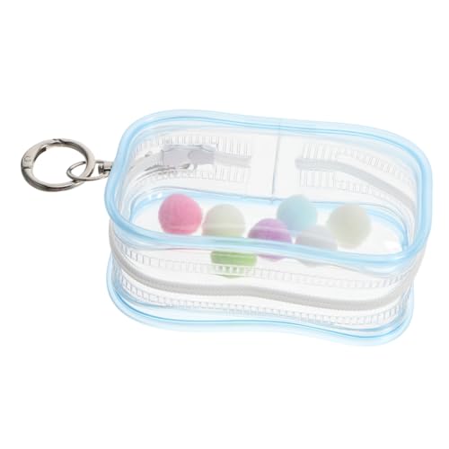 Gatuida Durchsichtige Organizer Tasche Für Mini Figuren Tragbare Aufbewahrungstasche Mit Reißverschluss Und Schlüsselanhänger Für Sammlerstücke Kleine Modelltasche Mit Pompon von Gatuida