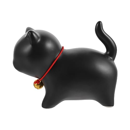 Gatuida Tee Haustier bürodeko büro Dekoration Cute Decor Niedliche Dekoration wohnzimmerdeko getigert Münze Dekorativ Neon-Katzenlicht Katzenfigur aus Keramik Katzenstatue Handwerk Black von Gatuida