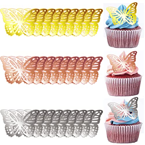 Acryl Cake Toppers 30 Stück, Schmetterling Cupcake Toppers Happy Birthday Kuchen Disc Spiegel Gravierte Topper Charms Hollow Out Tropical Hawaiian Jungle Luau Mini Kuchen Dekorationen für Geburtstag Hochzeit (#A) von Gawertoy