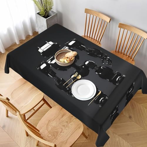 GaxfjRu Black Robot Tischdecke, wasserdicht, Polyester, rechteckig, knitterfrei, wiederverwendbar, für Essen, Partys und Camping von GaxfjRu