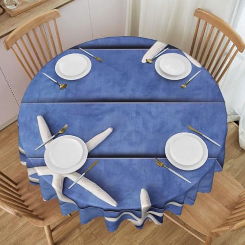 GaxfjRu Blauer Hintergrund Seestern Polyester wasserdichte Tischdecke waschbar wiederverwendbar für Restaurants, Küchen, Hochzeiten, Partys usw. von GaxfjRu