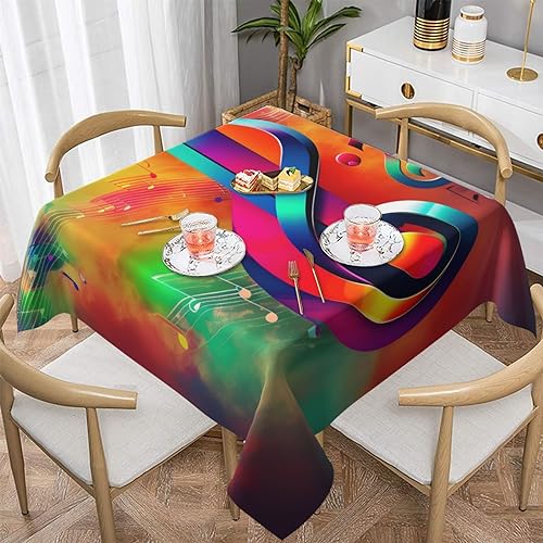 GaxfjRu Bunte Tischdecke mit Musiknoten, für drinnen und draußen, Tischdecke für quadratische Tische, wasserdicht, schmutzabweisend von GaxfjRu