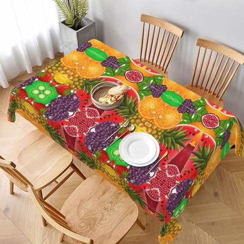 GaxfjRu Fresh Fruits Tischdecke, wasserdicht, Polyester, rechteckig, knitterfrei, wiederverwendbar, für Essen, Partys und Camping von GaxfjRu