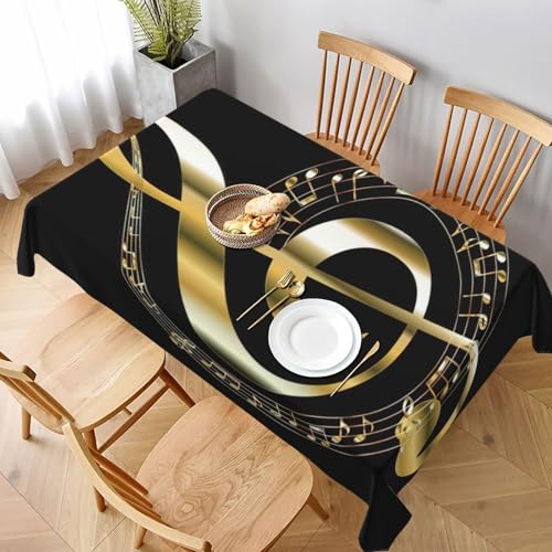 GaxfjRu Golden Note Tischdecke, wasserdicht, rechteckig, Polyester, knitterfrei, wiederverwendbar, für Essen, Partys und Camping von GaxfjRu