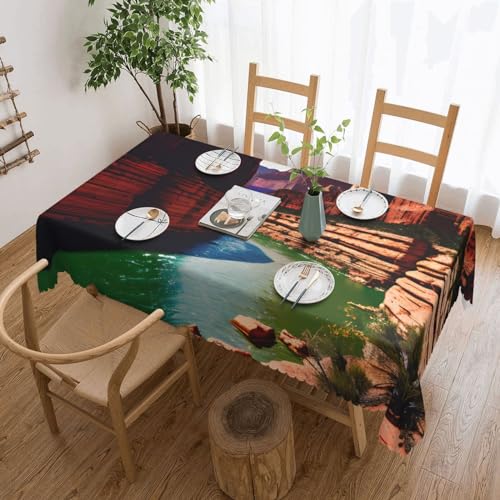 GaxfjRu Grand Canyon Klassische elegante Tischdecke aus Polyester, rechteckig, knitterarm und gefärbt, abwaschbare Tischdecke von GaxfjRu