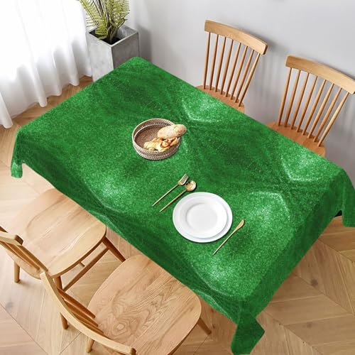 GaxfjRu Grüne Pailletten-Tischdecke, wasserdicht, Polyester, rechteckig, knitterfrei, wiederverwendbar, für Essen, Partys und Camping von GaxfjRu