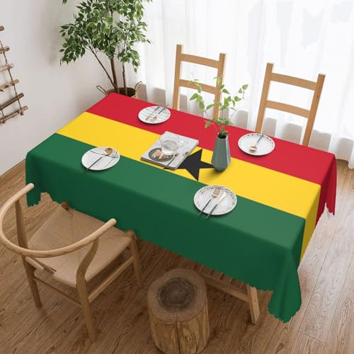 GaxfjRu Klassische elegante Polyester-Tischdecke mit Flagge von Ghana, rechteckig, knitterarm und gefärbt, waschbare Tischdecke von GaxfjRu