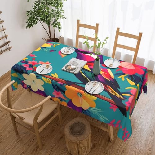 GaxfjRu Klassische elegante Polyester-Tischdecke mit buntem Blumenmotiv, rechteckig, knitterarm und gefärbt, waschbare Tischdecke von GaxfjRu