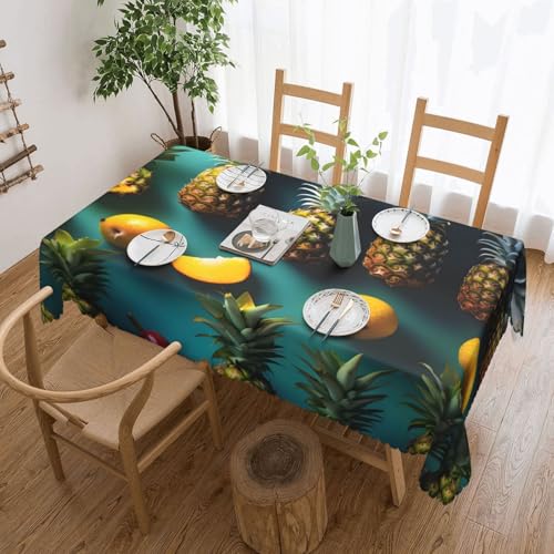 GaxfjRu Klassische elegante Polyester-Tischdecke mit tropischen Früchten, Ananas, rechteckig, knitterarm und gefärbt, waschbare Tischdecke von GaxfjRu