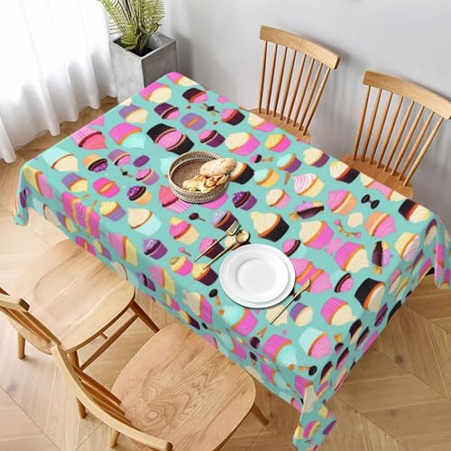 GaxfjRu Rechteckige Tischdecke, Cupcake-Muster, wasserdicht, Polyester, knitterfrei, wiederverwendbar, für Essen, Partys und Camping von GaxfjRu