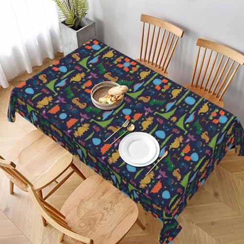 GaxfjRu Rechteckige Tischdecke, Dinosaurier-Palmblatt, wasserdicht, Polyester, knitterfrei, wiederverwendbar, für Essen, Partys und Camping von GaxfjRu