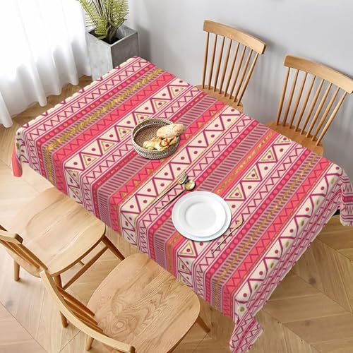 GaxfjRu Rechteckige Tischdecke, Polyester, wasserdicht, afrikanisches Muster, knitterfrei, wiederverwendbar, für Essen, Partys und Camping, Rosa von GaxfjRu