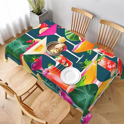 GaxfjRu Rechteckige Tischdecke, tropische Cocktail-Tischdecke, wasserdicht, Polyester, knitterfrei, wiederverwendbar, für Essen, Partys und Camping von GaxfjRu