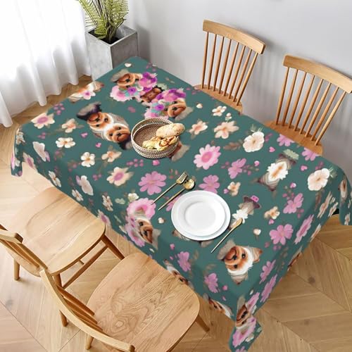 GaxfjRu Rechteckige Tischdecke mit Blumenmuster, wasserdicht, Polyester, knitterfrei, wiederverwendbar, für Essen, Partys und Camping von GaxfjRu