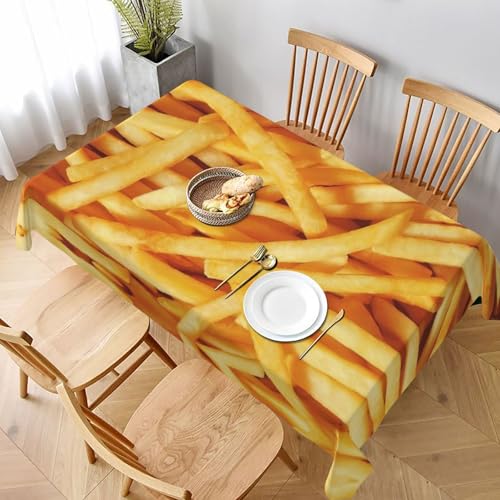 GaxfjRu Rechteckige Tischdecke mit Pommes-Pommes-Muster, wasserdicht, Polyester, knitterfrei, wiederverwendbar, für Essen, Partys und Camping von GaxfjRu