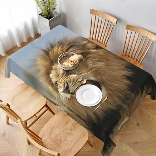 GaxfjRu Roaring Lion Tischdecke, wasserdicht, Polyester, rechteckig, knitterfrei, wiederverwendbar, für Essen, Partys und Camping von GaxfjRu