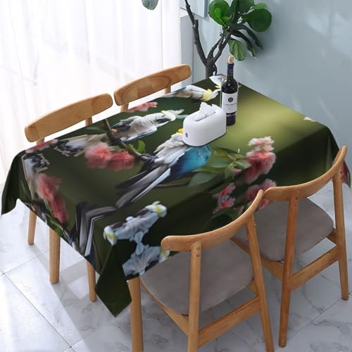 GaxfjRu Schöne Kakadu-Vogel-Blume, wasserdichte Polyester-Tischdecke, perfekt für den Innen- und Außenbereich, schützt und dekoriert Ihren Tisch von GaxfjRu