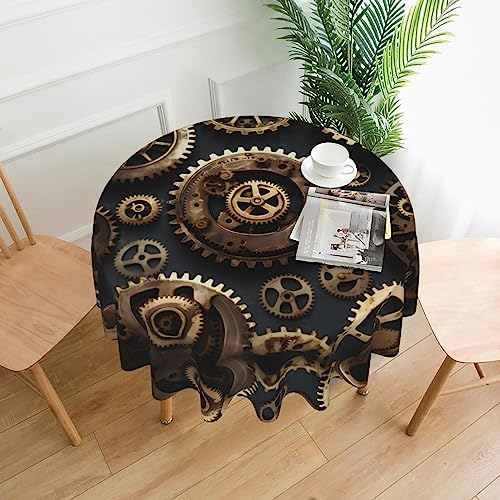 GaxfjRu Steampunk Gears Flecken- und knitterfreie waschbare Polyester-Tischdecke, dekorativer Stofftisch für den Esstisch von GaxfjRu