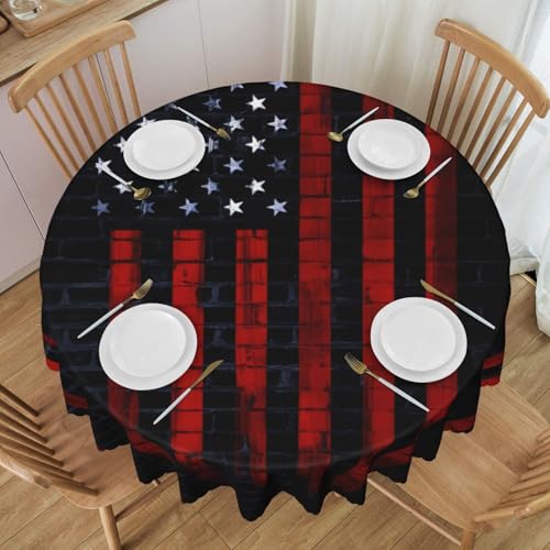 GaxfjRu Tischdecke mit amerikanischer Flagge, Polyester, wasserdicht, waschbar, wiederverwendbar für Restaurants, Küchen, Hochzeiten, Partys usw. von GaxfjRu