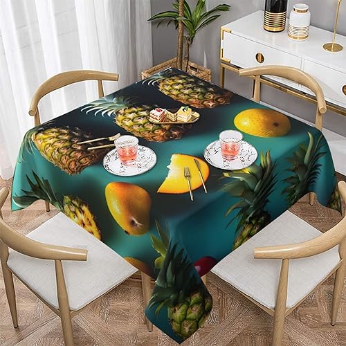 GaxfjRu Tischdecke mit tropischen Früchten, Ananas, für drinnen und draußen, Tischdecke für quadratische Tische, wasserdicht, schmutzabweisend von GaxfjRu