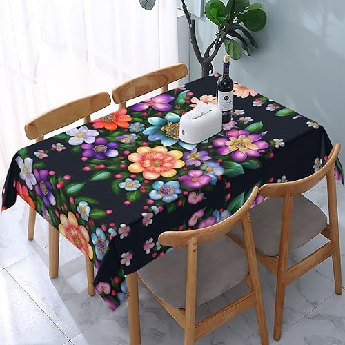 GaxfjRu Wasserdichte Polyester-Tischdecke mit Blumenmotiven, perfekt für den Innen- und Außenbereich, schützt und dekoriert Ihren Tisch von GaxfjRu