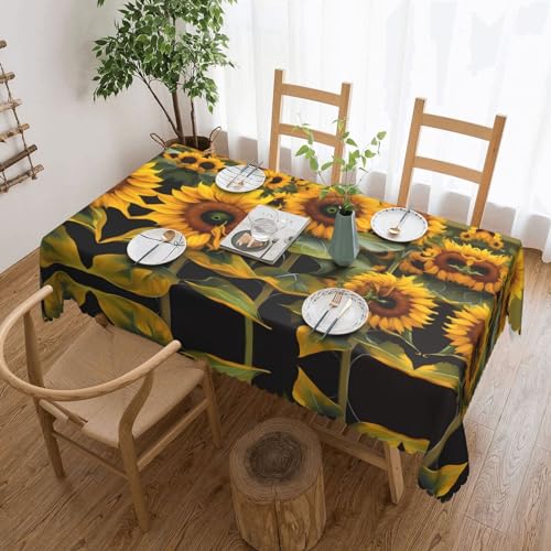 GaxfjRu Wasserdichte Polyester-Tischdecke mit Sonnenblumen, schützt und dekoriert Tische für Camping und Partys von GaxfjRu