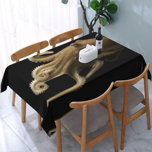 GaxfjRu Wasserdichte Polyester-Tischdecke mit Tiefsee-Oktopus, perfekt für drinnen und draußen, schützt und dekoriert Ihren Tisch von GaxfjRu