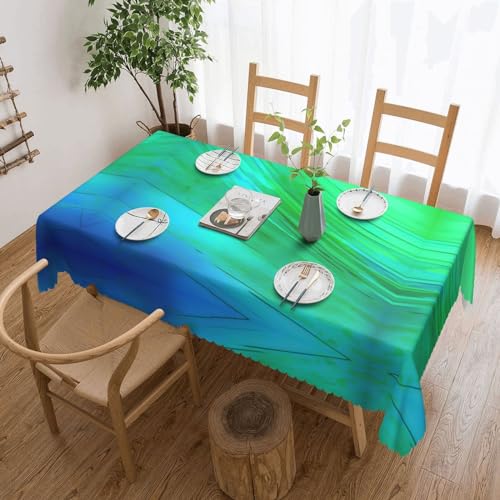 GaxfjRu Wasserfeste Polyester-Tischdecke mit blaugrünem Muster, schützt und dekoriert Tische für Camping und Partys von GaxfjRu