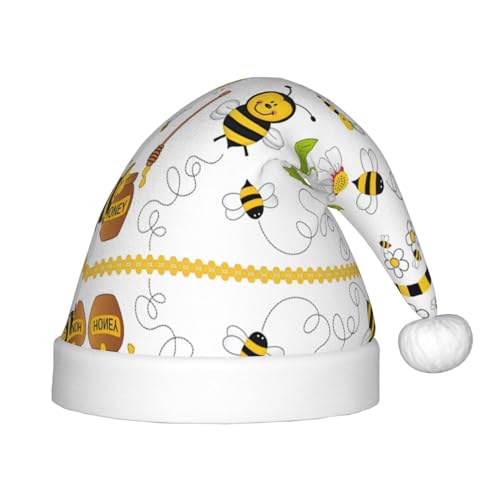 GaxfjRu Weihnachtsmütze mit fliegenden Bienen, Gänseblümchen, Honigdruck, für Familienfeiern, Partyzubehör, Weihnachtsmütze für Weihnachten, festliches Zubehör von GaxfjRu